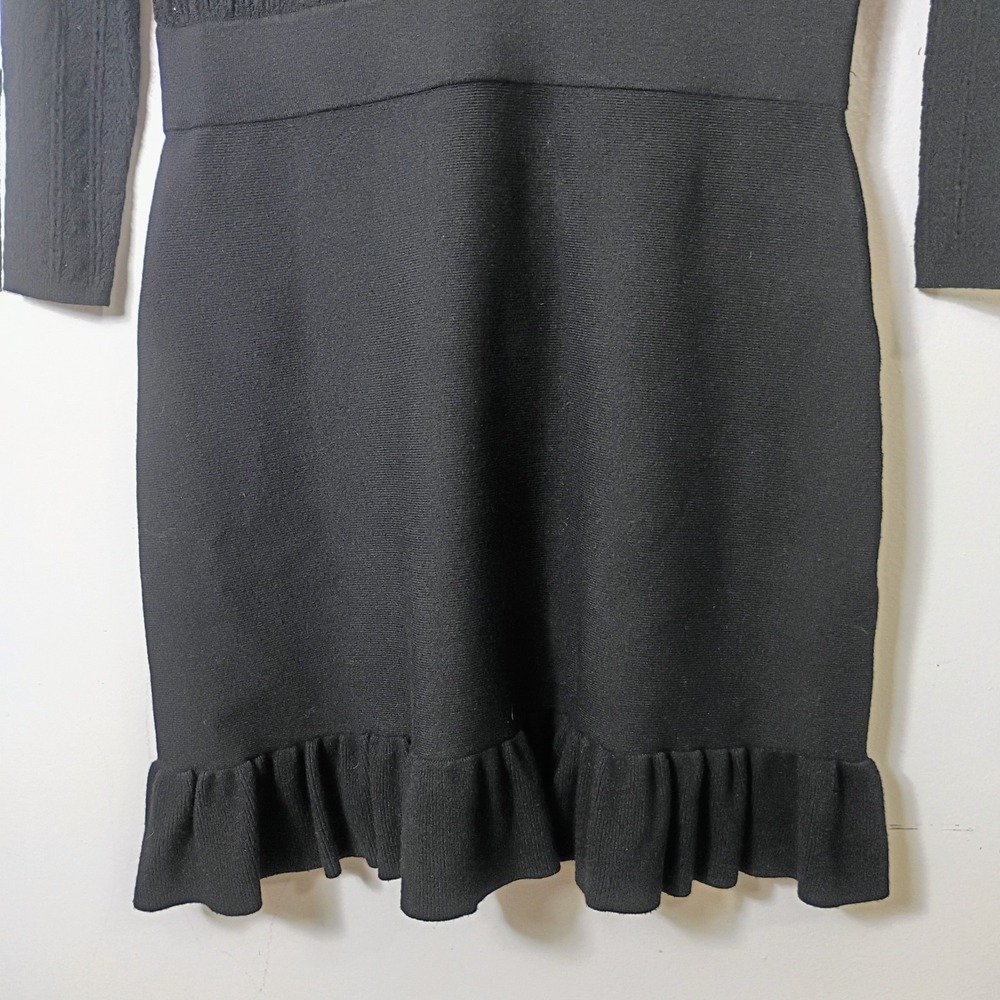 La Maille Sezane Diana Mini Knit Sweater Dress Womens Medium Black Minimalist - Picture 6 of 13